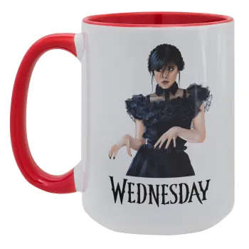 Wednesday Adams, dance with hands, Κούπα Mega 15oz, κεραμική Κόκκινη, 450ml