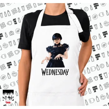 Wednesday Adams, dance with hands, Ποδιά μακριά Σεφ ολόσωμη με τσέπες white (ΕΝΗΛΙΚΩΝ)