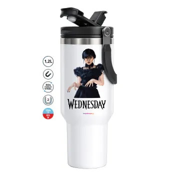 Wednesday Adams, dance with hands, Mega Stainless steel Tumbler with lid, double wall 1,2L