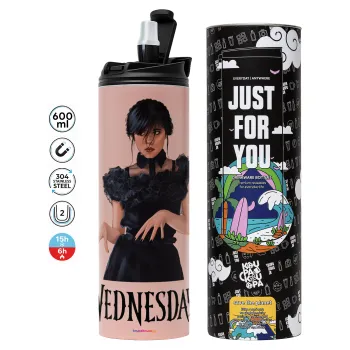 Wednesday Adams, dance with hands, Tumbler stainless steel PINK 600ml