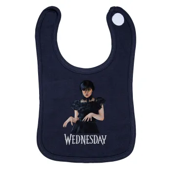 Wednesday Adams, dance with hands, Σαλιάρα με Σκρατς 100% Organic Cotton Μπλε (0-18 months)