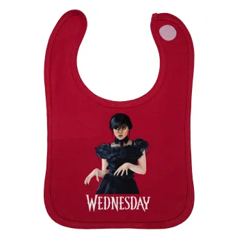 Wednesday Adams, dance with hands, Σαλιάρα με Σκρατς Κόκκινη 100% Organic Cotton (0-18 months)