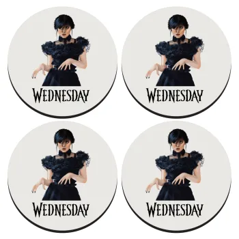 Wednesday Adams, dance with hands, SET of 4 round wooden coasters (9cm)