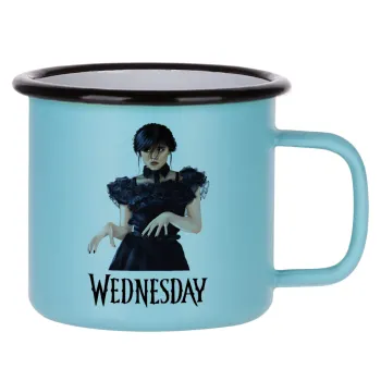 Wednesday Adams, dance with hands, Κούπα Μεταλλική εμαγιέ ΜΑΤ σιέλ 360ml