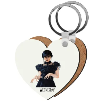 Wednesday Adams, dance with hands, Μπρελόκ Ξύλινο καρδιά MDF