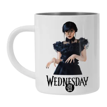 Wednesday Adams, dance with hands, BIG Mug Stainless steel double wall (450ml, White)