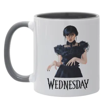 Wednesday Adams, dance with hands, Κούπα χρωματιστή γκρι, κεραμική, 330ml