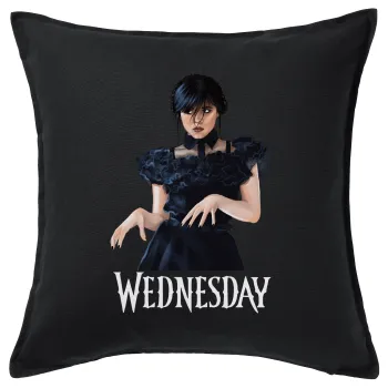 Wednesday Adams, dance with hands, Sofa cushion black 50x50cm includes filling