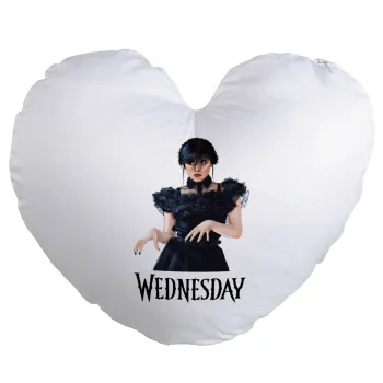 Wednesday Adams, dance with hands, Μαξιλάρι καναπέ καρδιά 40x40cm περιέχεται το  γέμισμα