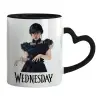 Mug heart black handle, ceramic, 330ml
