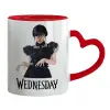 Mug heart red handle, ceramic, 330ml