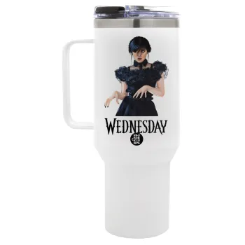 Wednesday Adams, dance with hands, Mega Stainless steel Tumbler with lid, double wall 1,2L