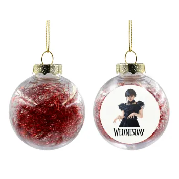 Wednesday Adams, dance with hands, Transparent Christmas tree ball ornament with red filling 8cm