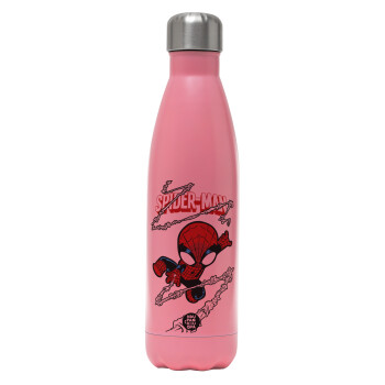 Spiderman kid, Metal mug thermos Pink Mat (Stainless steel), double wall, 500ml