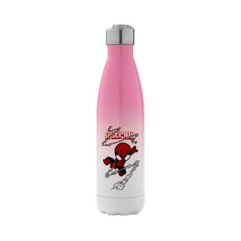 Spiderman kid, Metal mug thermos Pink/White (Stainless steel), double wall, 500ml