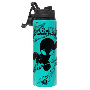 Spiderman kid, Metallic water bottle with safety lid, 850ml aluminum