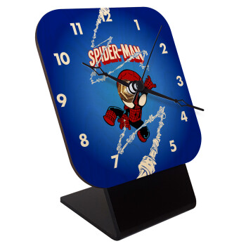 Spiderman kid, Quartz Table clock in natural wood (10cm)