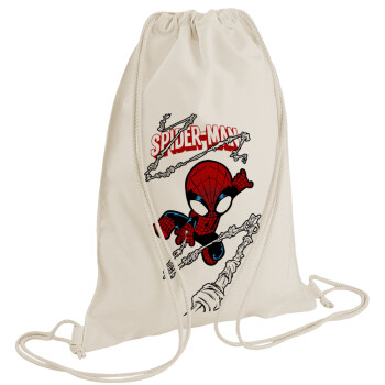 Spiderman kid, Τσάντα πλάτης πουγκί GYMBAG natural (28x40cm)