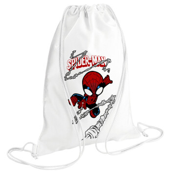 Spiderman kid, Τσάντα πλάτης πουγκί GYMBAG λευκή (28x40cm)