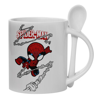 Spiderman kid, Κούπα, κεραμική με κουταλάκι, 330ml (1 τεμάχιο)