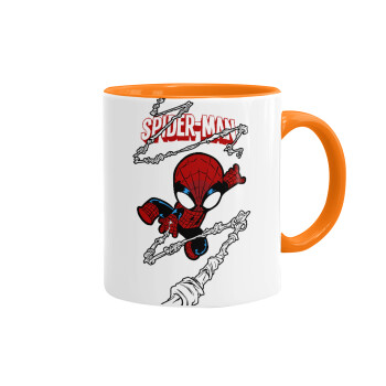 Spiderman kid, Mug colored orange, ceramic, 330ml