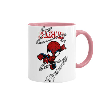 Spiderman kid, Mug colored pink, ceramic, 330ml
