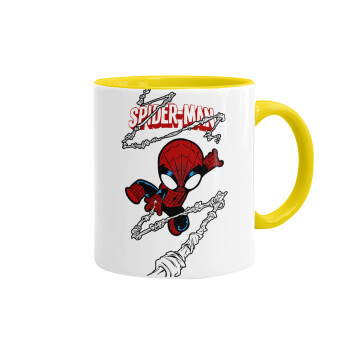 Spiderman kid, Mug colored yellow, ceramic, 330ml