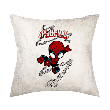 Spiderman kid, Μαξιλάρι καναπέ Δερματίνη Γκρι 40x40cm με γέμισμα