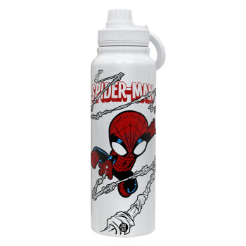 Spiderman kid, 1L Stainless Steel Thermal Bottle with Phone Holder & Double Wall Insulation