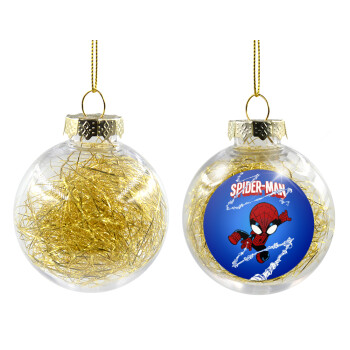 Spiderman kid, Χριστουγεννιάτικη μπάλα δένδρου διάφανη με χρυσό γέμισμα 8cm
