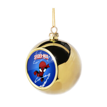 Spiderman kid, Χριστουγεννιάτικη μπάλα δένδρου Χρυσή 8cm