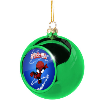 Spiderman kid, Χριστουγεννιάτικη μπάλα δένδρου Πράσινη 8cm