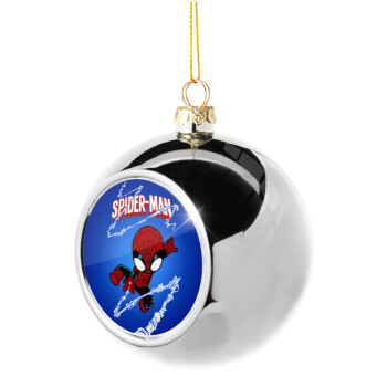 Spiderman kid, Χριστουγεννιάτικη μπάλα δένδρου Ασημένια 8cm