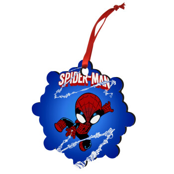Spiderman kid, Χριστουγεννιάτικο στολίδι snowflake ξύλινο 7.5cm