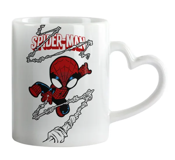 Spiderman kid — Κούπα καρδιά χερούλι λευκή, κεραμική, 330ml