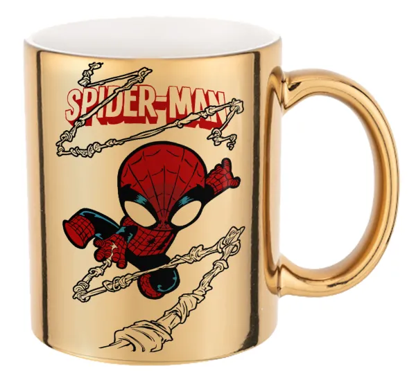Spiderman kid — Κούπα κεραμική, χρυσή καθρέπτης, 330ml