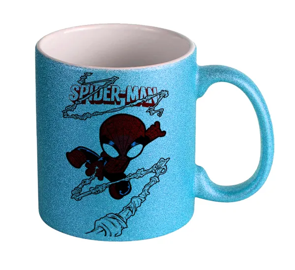 Spiderman kid — Κούπα Σιέλ Glitter που γυαλίζει, κεραμική, 330ml