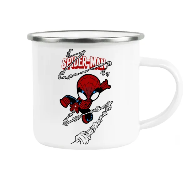 Spiderman kid — Metallic enamel cup white 360ml