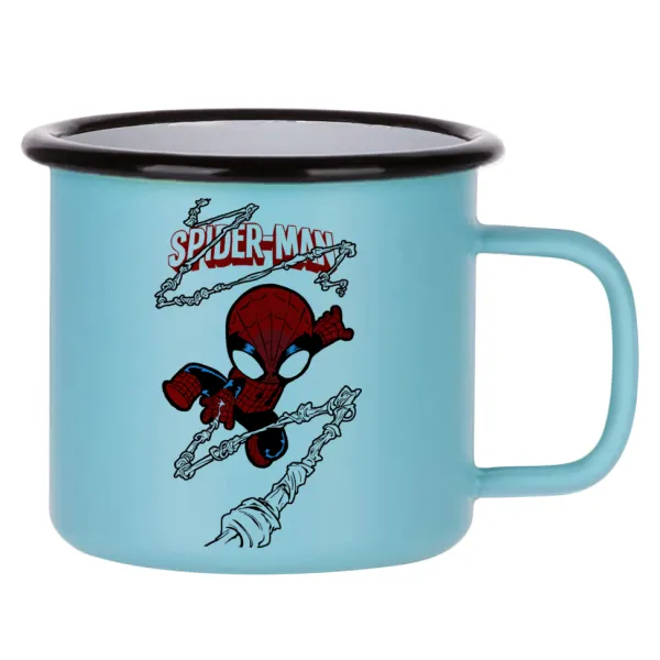 Spiderman kid — Κούπα Μεταλλική εμαγιέ ΜΑΤ σιέλ 360ml
