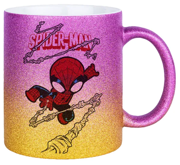 Spiderman kid — Κούπα Χρυσή/Ροζ Glitter, κεραμική, 330ml