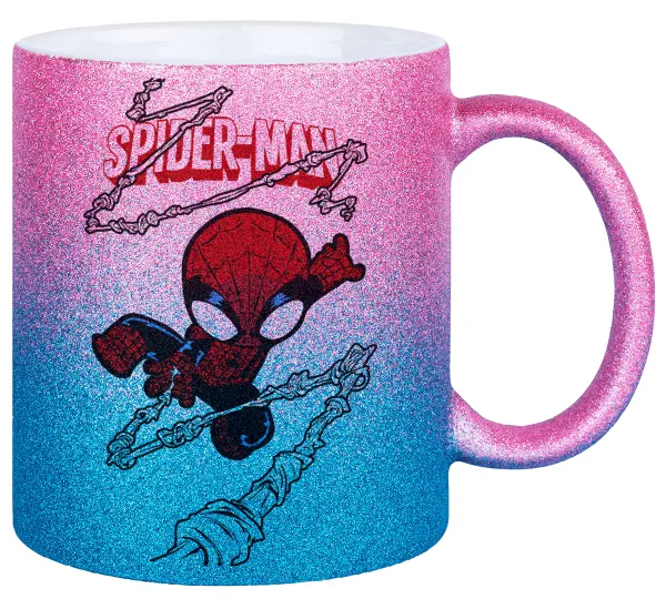 Spiderman kid — Κούπα Χρυσή/Μπλε Glitter, κεραμική, 330ml