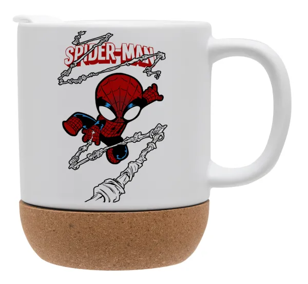 Spiderman kid — Κούπα, κεραμική με βάση φελού και καπάκι (ΜΑΤ), 330ml