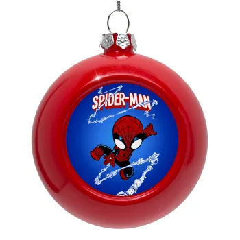 Spiderman kid, Red Christmas tree ornament bauble 8cm