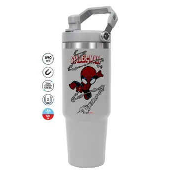 Spiderman kid, ΓΚΡΙ χρώματος Θερμός Ανοξείδωτο 890ml (30oz) με χερούλι