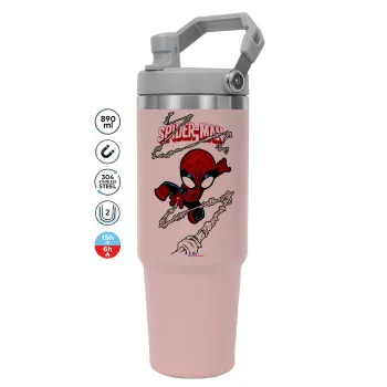 Spiderman kid, ΡΟΖ χρώματος Θερμός Ανοξείδωτο 890ml (30oz) με χερούλι