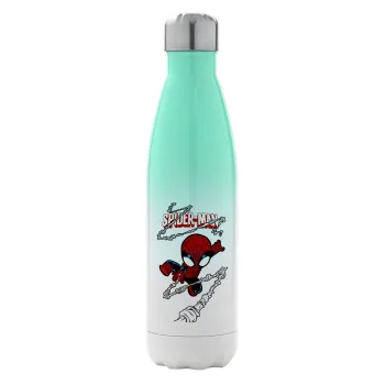 Spiderman kid, Μεταλλικό παγούρι θερμός Πράσινο/Λευκό (Stainless steel), διπλού τοιχώματος, 500ml