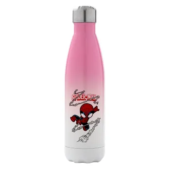 Spiderman kid, Μεταλλικό παγούρι θερμός Ροζ/Λευκό (Stainless steel), διπλού τοιχώματος, 500ml
