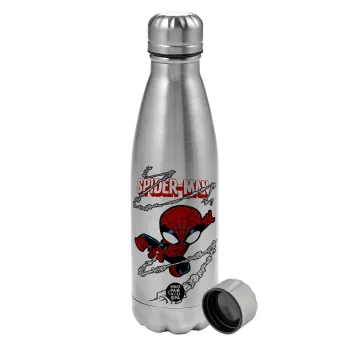 Spiderman kid, Metallic water bottle, stainless steel, 750ml
