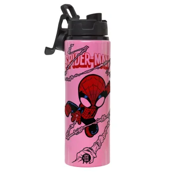 Spiderman kid, Μεταλλικό παγούρι νερού με καπάκι ασφαλείας, αλουμινίου 850ml