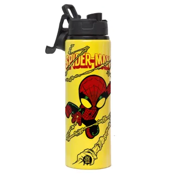 Spiderman kid, Μεταλλικό παγούρι νερού με καπάκι ασφαλείας, αλουμινίου 850ml